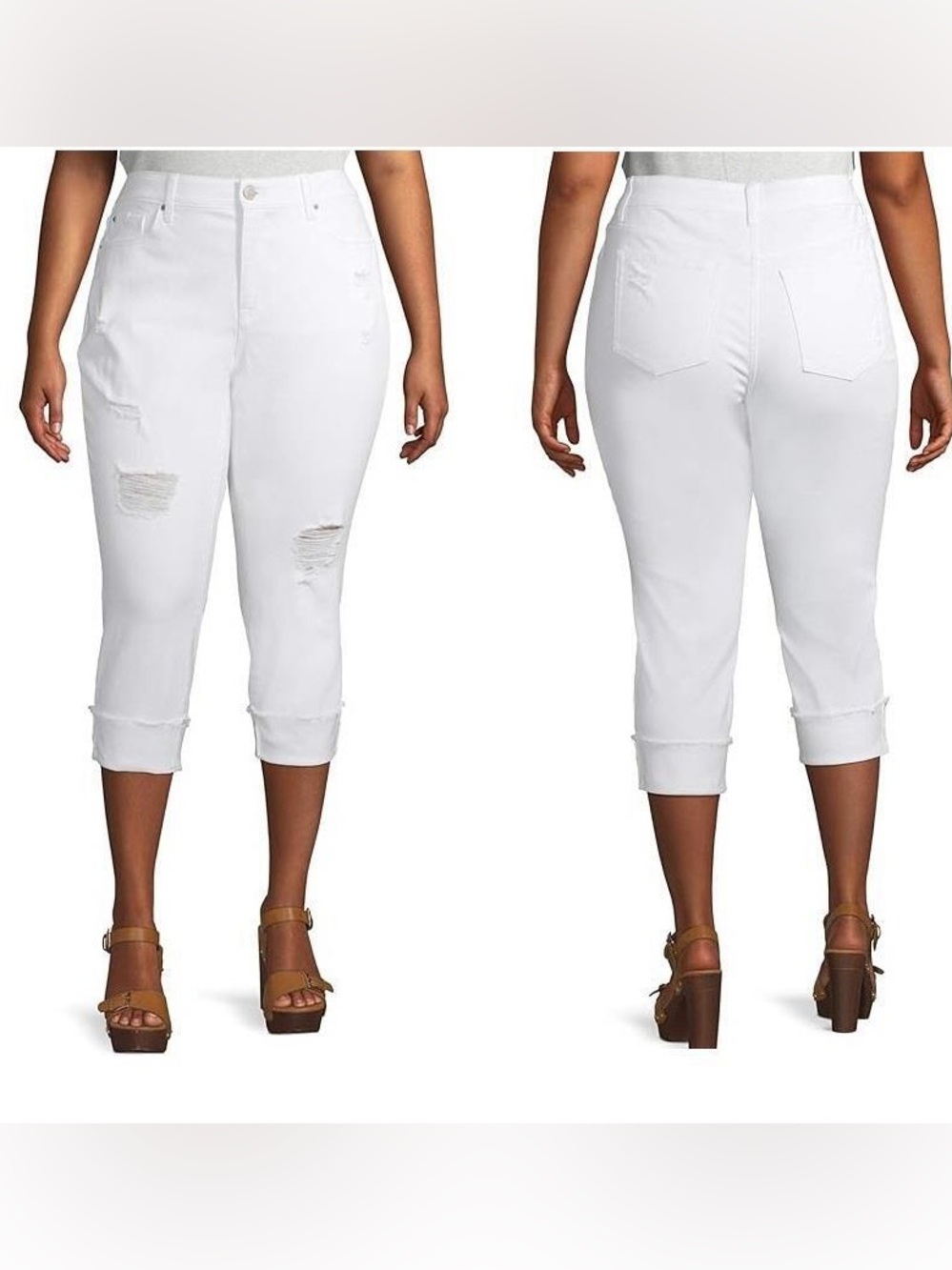 Terra & Sky White Capri Pants